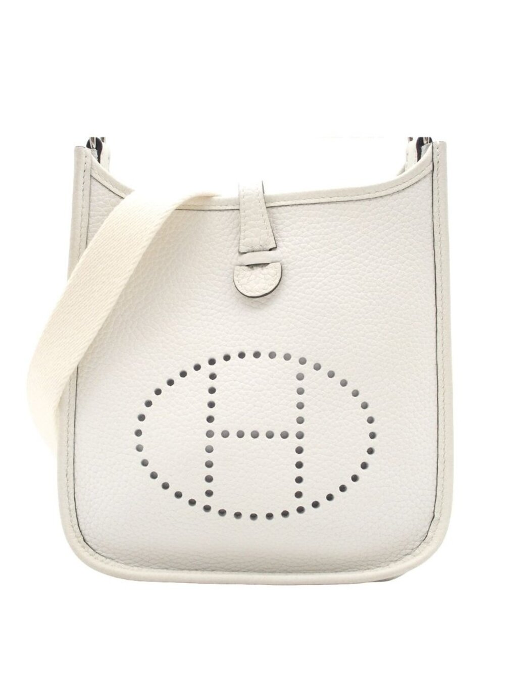 Hermes Evelyne TPM New White Silver Taurillon Clemence Amazon Shoulder Bag